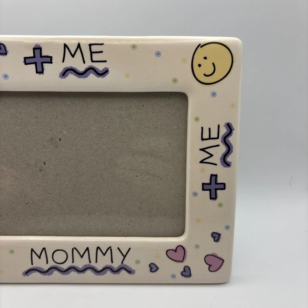 Vtg Mommy + Me Crayon Art Ceramic Frame Hearts‎ Smiley Faces